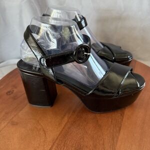 Jeffrey Campbell Platz Platform Sandal Black Patent Leather  Women's Size 8